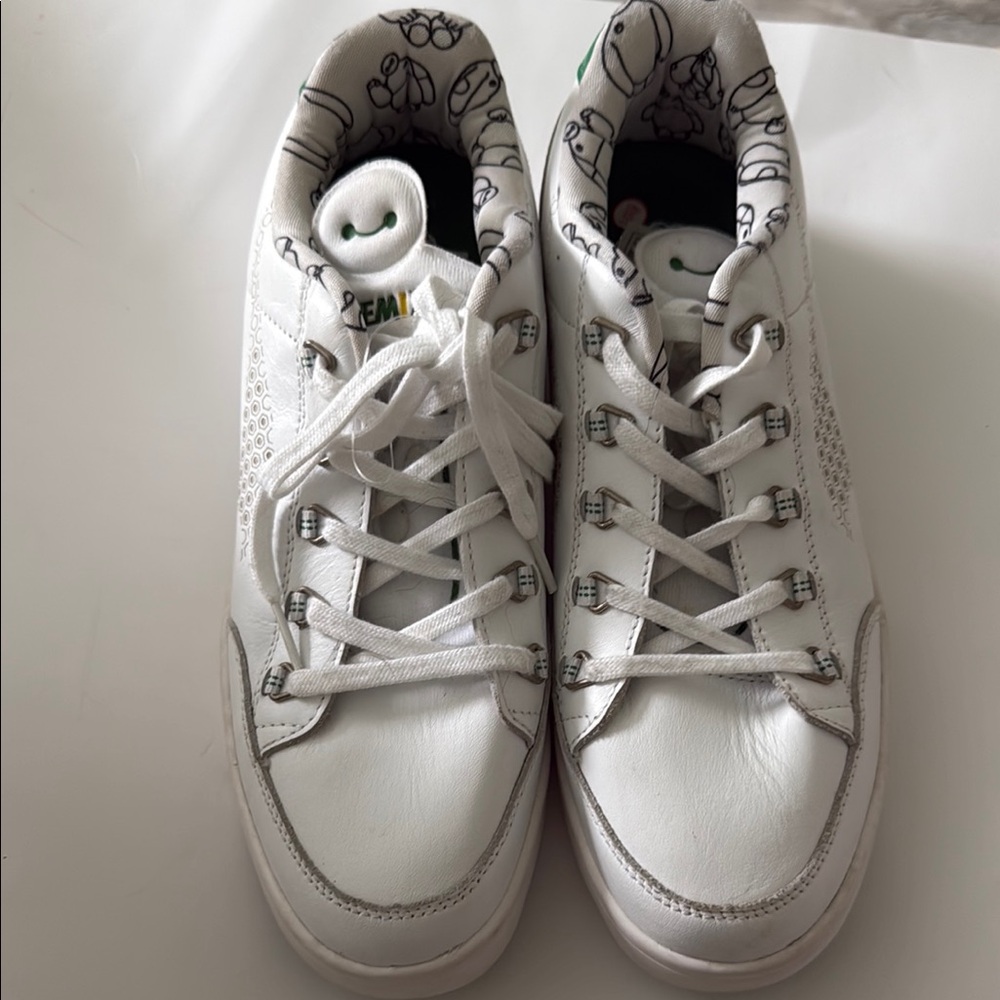 White Sneakers with Green Accents